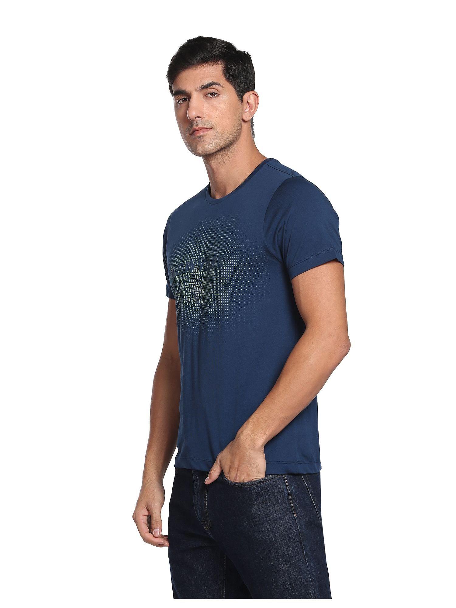 blue digital printed t-shirt