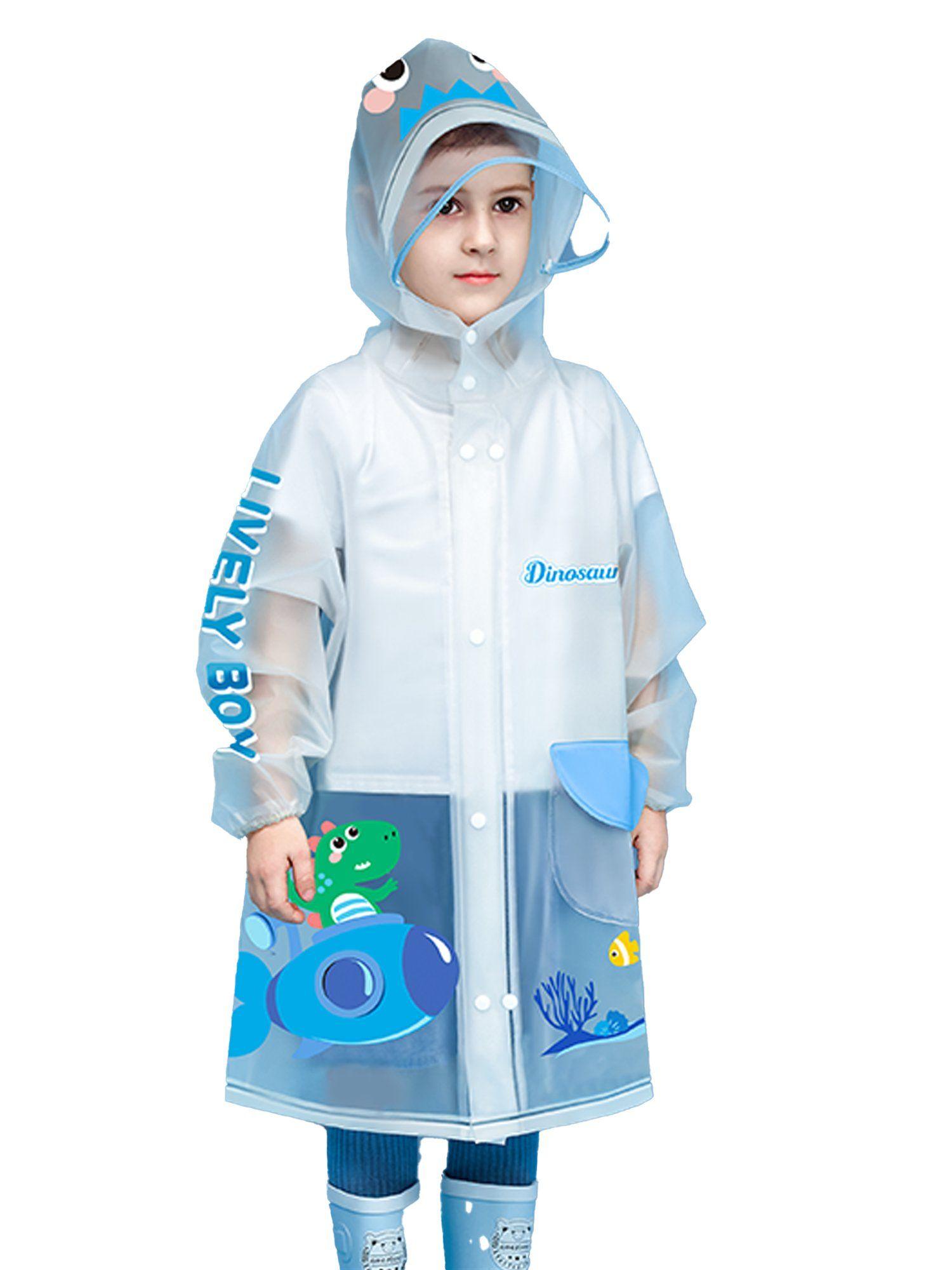 blue dino submarine translucent raincoat