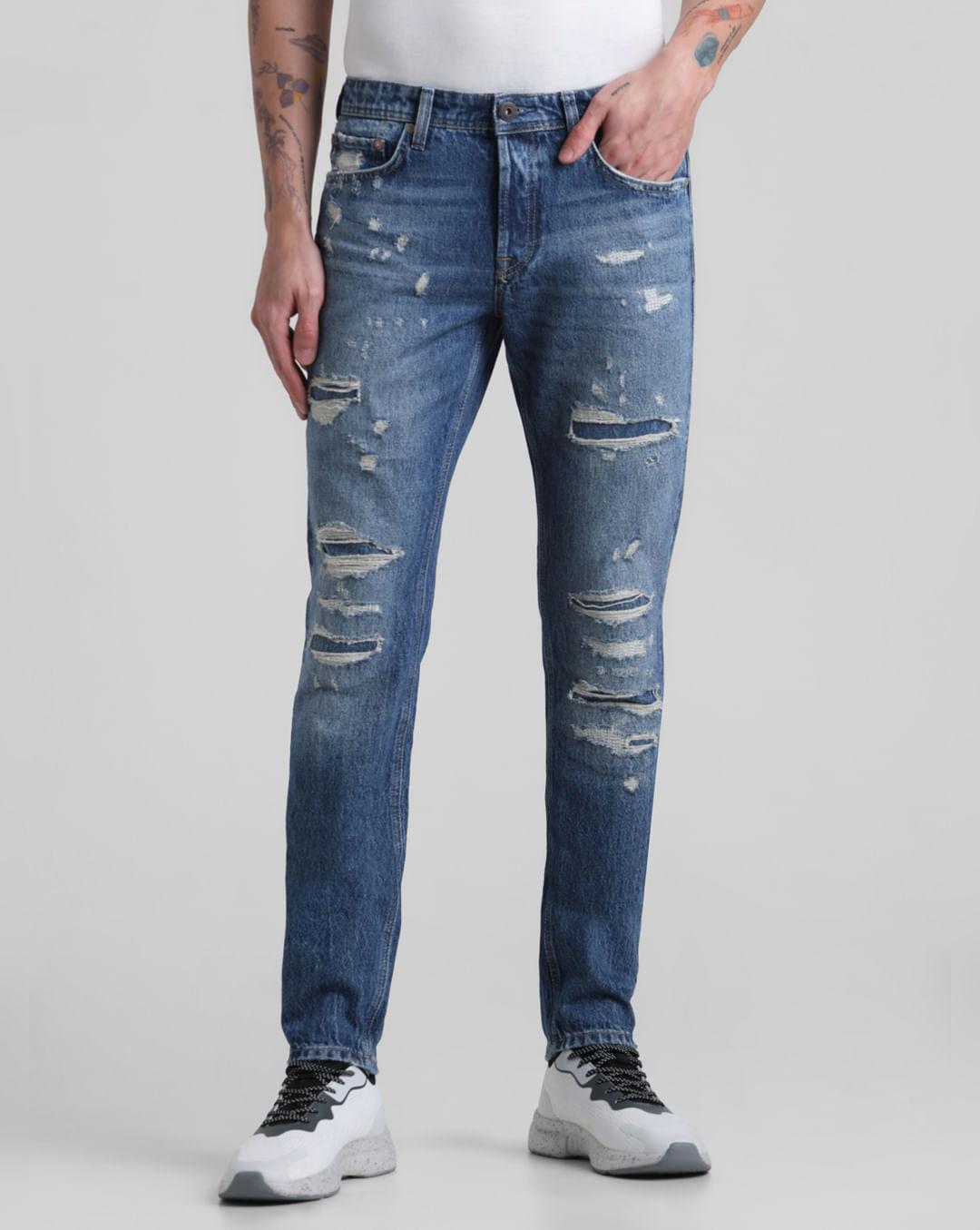 blue distressed glenn slim fit jeans