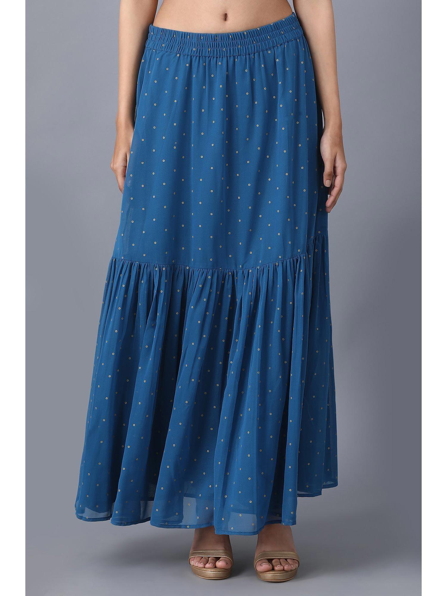 blue dot print skirt