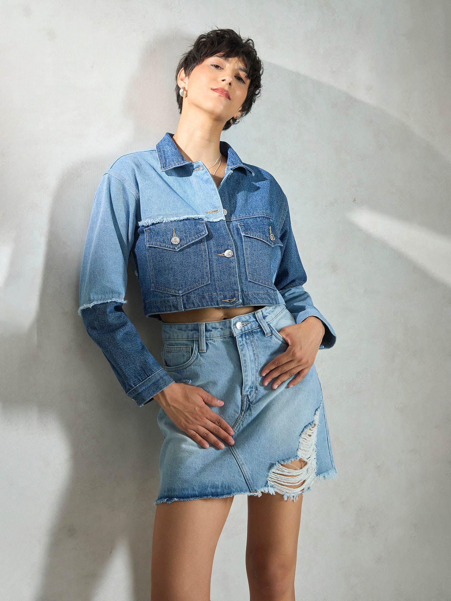 blue edgy denim jacket