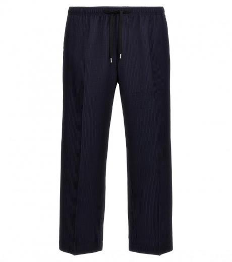 blue elastic waistband pants