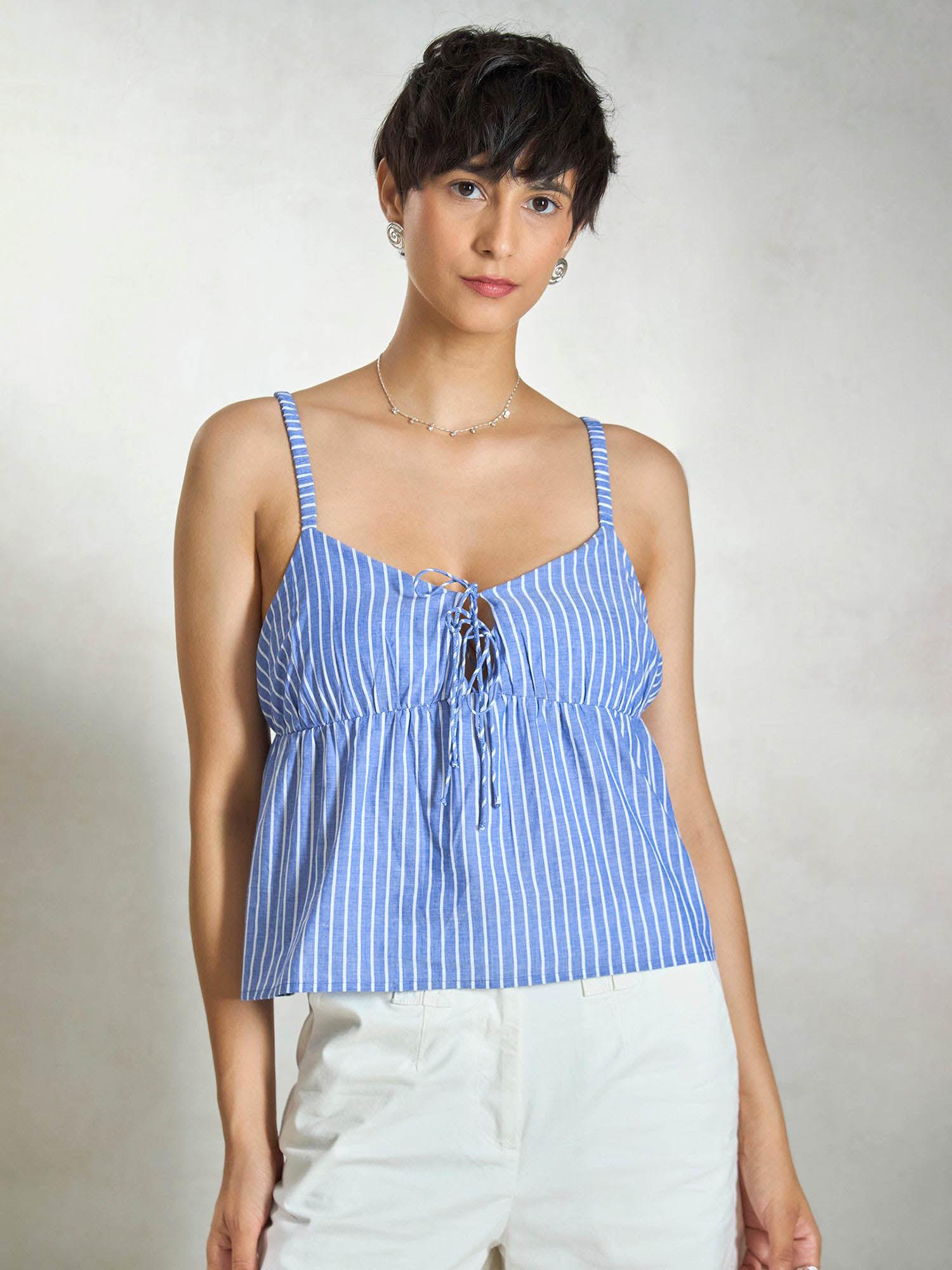 blue elegant stripe top