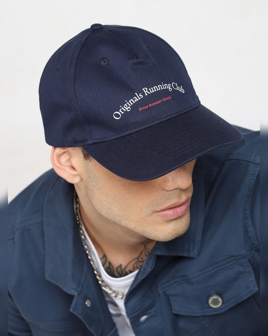 blue embroidered baseball cap