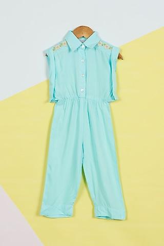 blue embroidered jumpsuit for girls