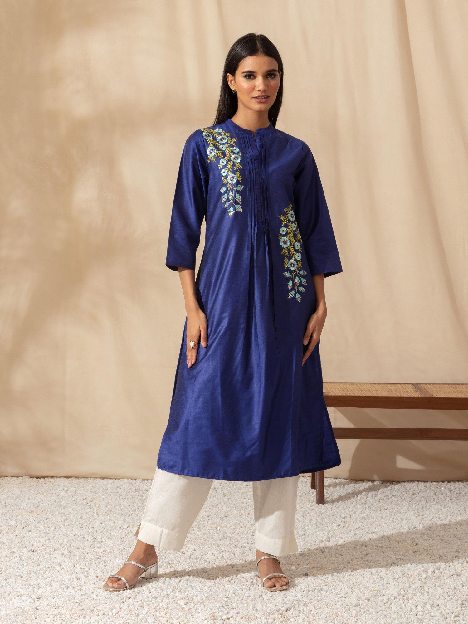 blue embroidered kurta likkur66