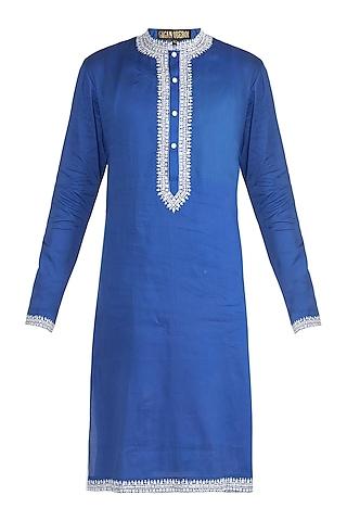 blue embroidered kurta