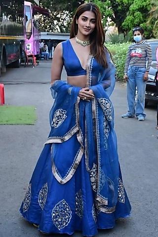 blue embroidered lehenga set