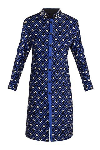 blue embroidered sherwani