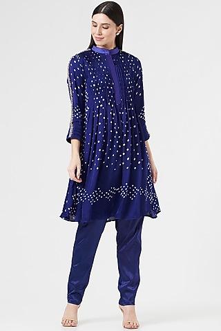 blue embroidered tunic