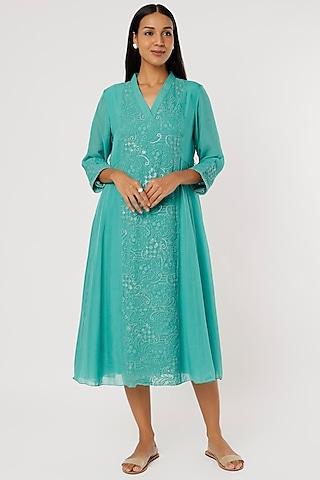 blue embroidered tunic