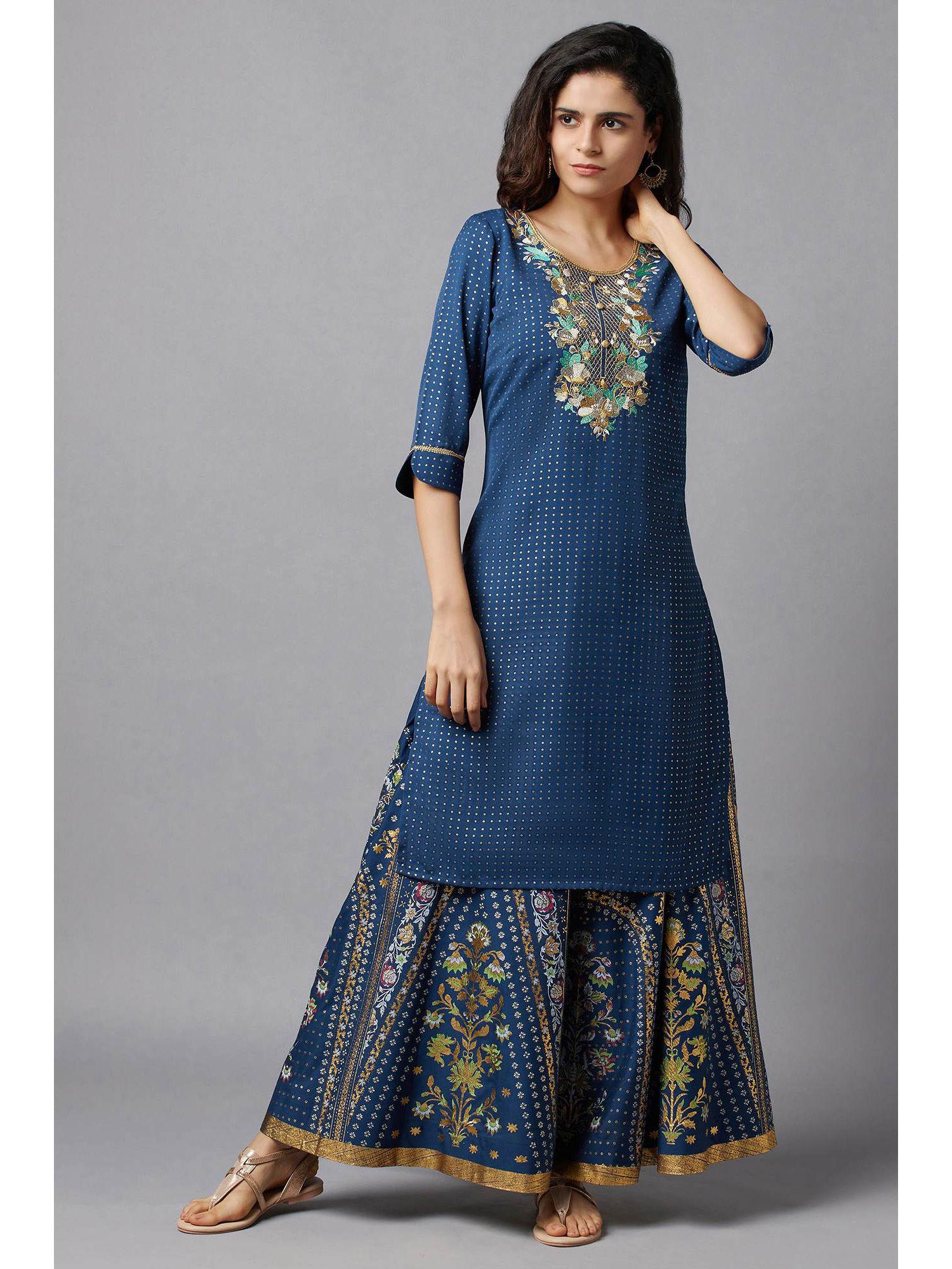 blue festive ethnic kurta