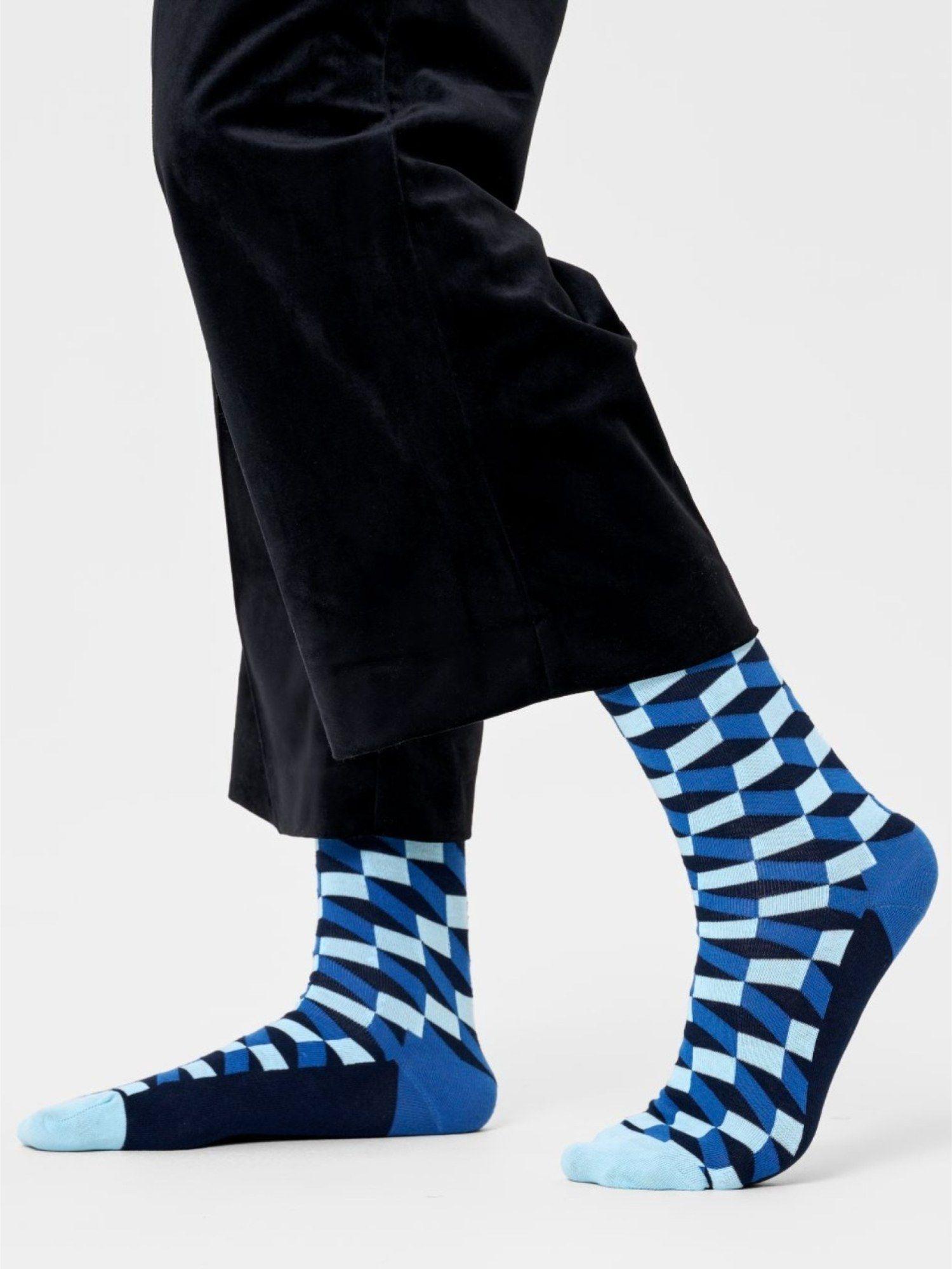 blue filled optic geometric unisex socks