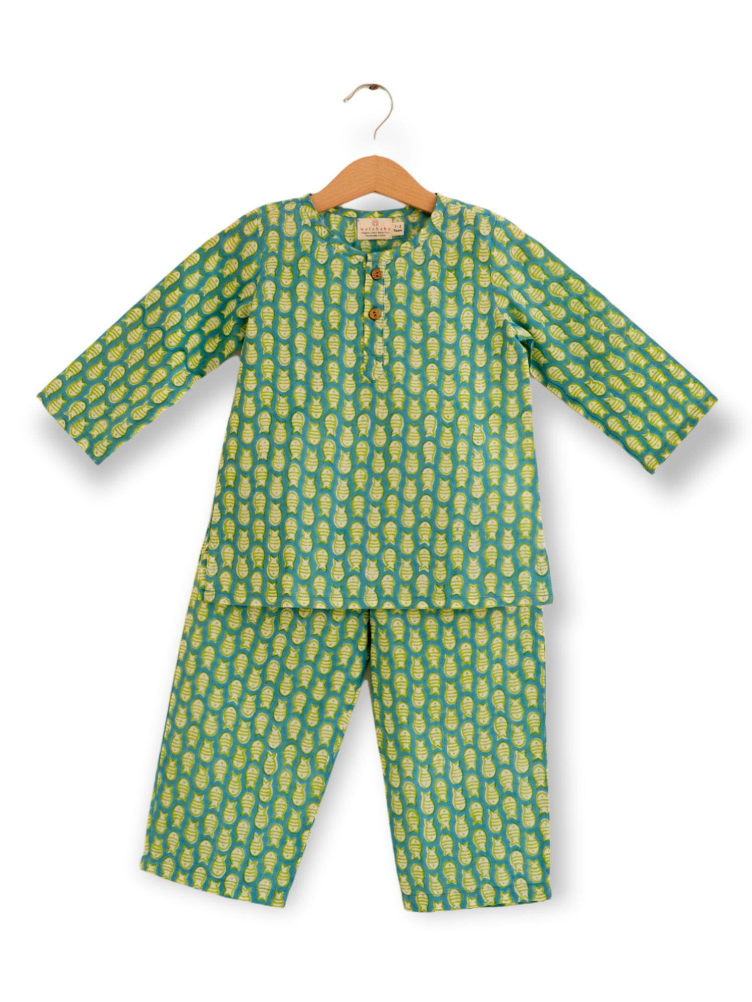 blue fish organic cotton pyjama set (set of 2)