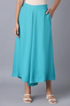 blue flared culottes