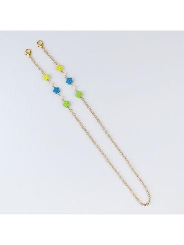 blue floral beads mask chain