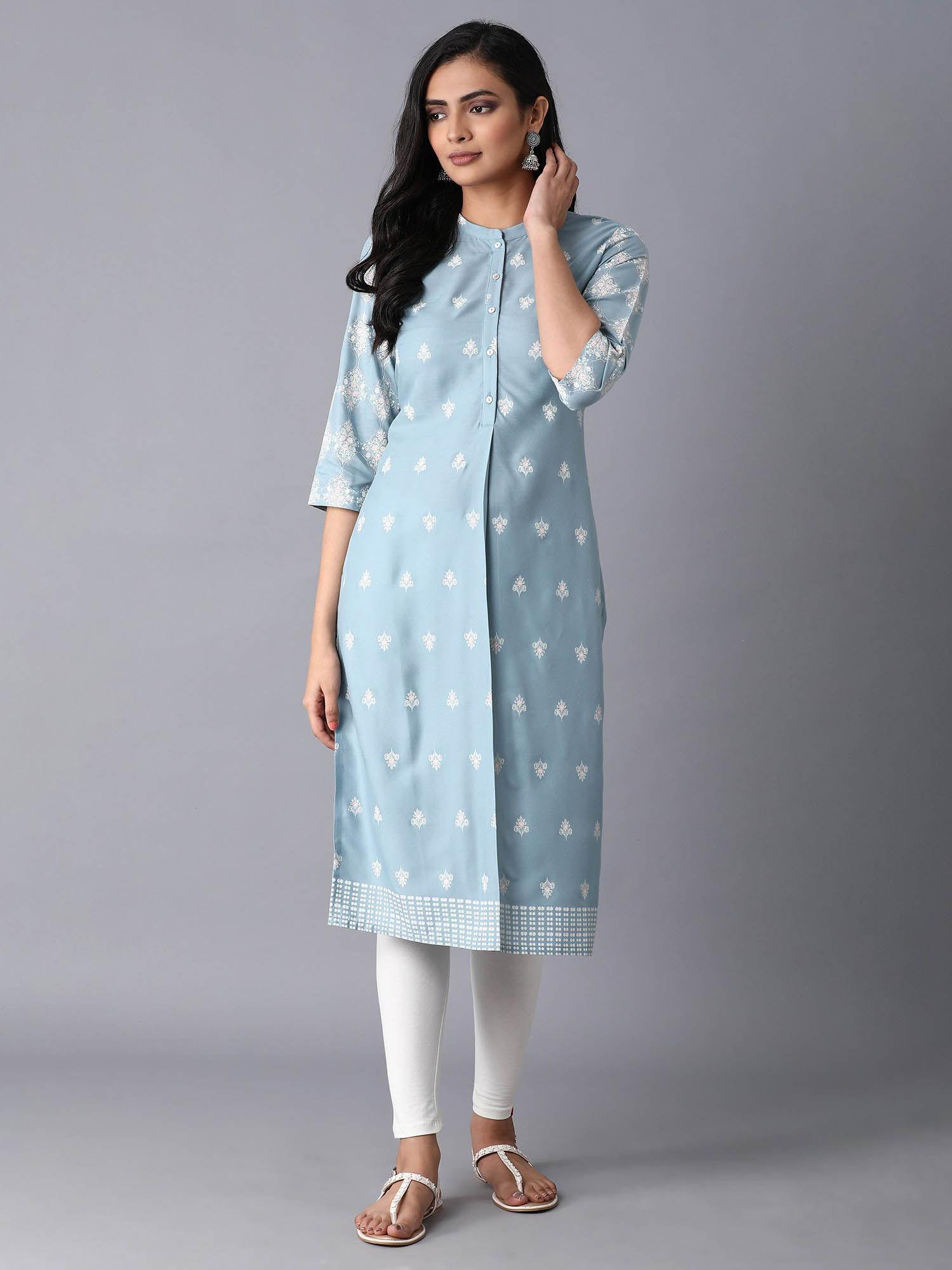 blue floral kurta