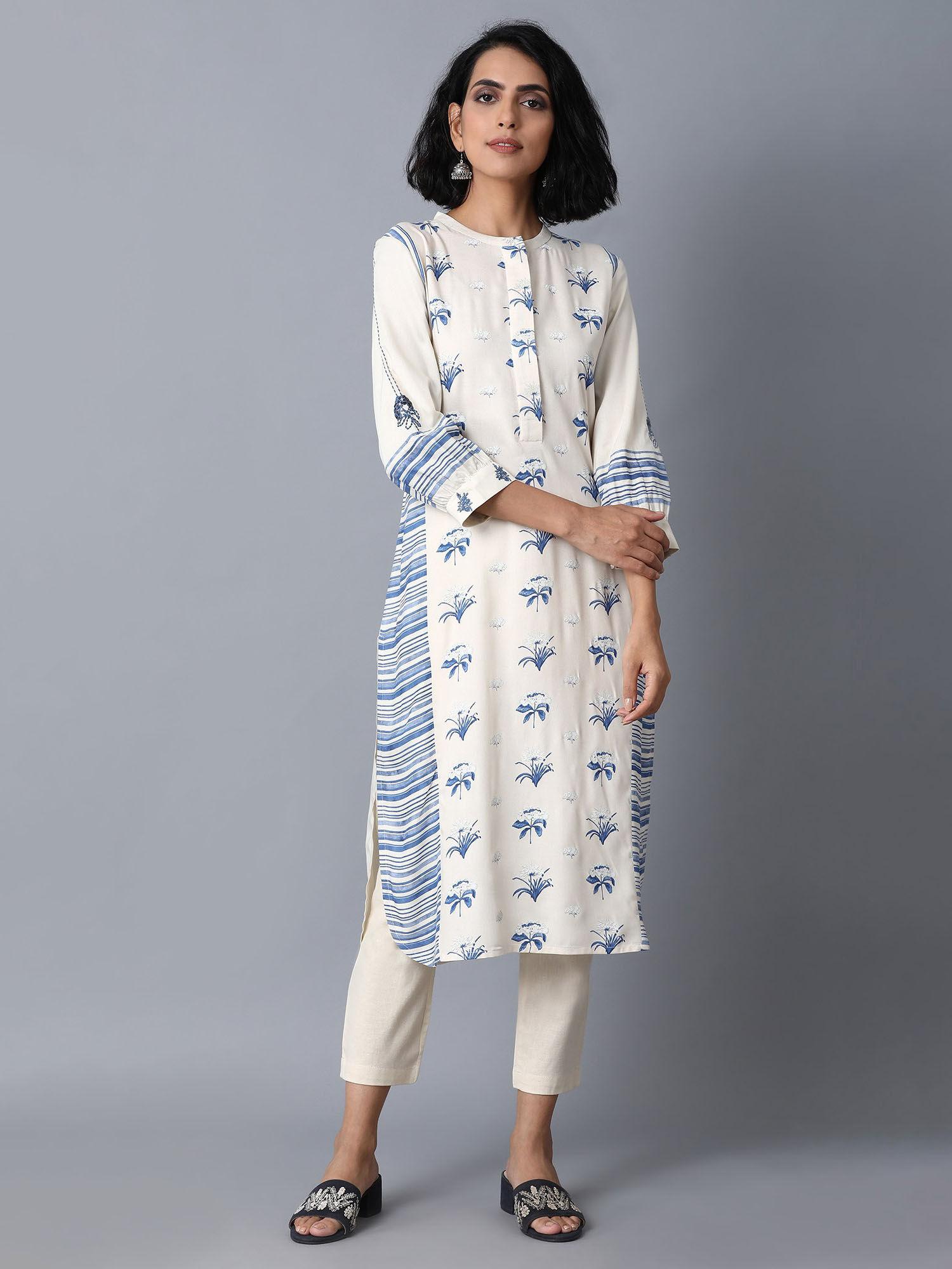 blue floral kurta