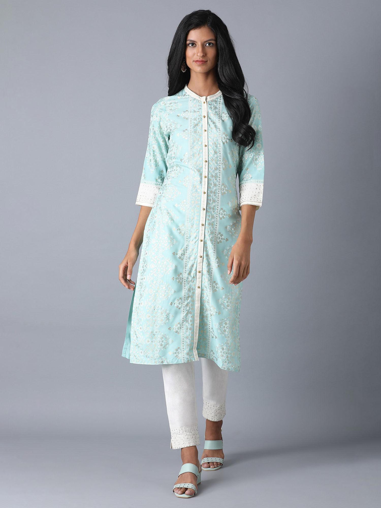 blue floral kurta