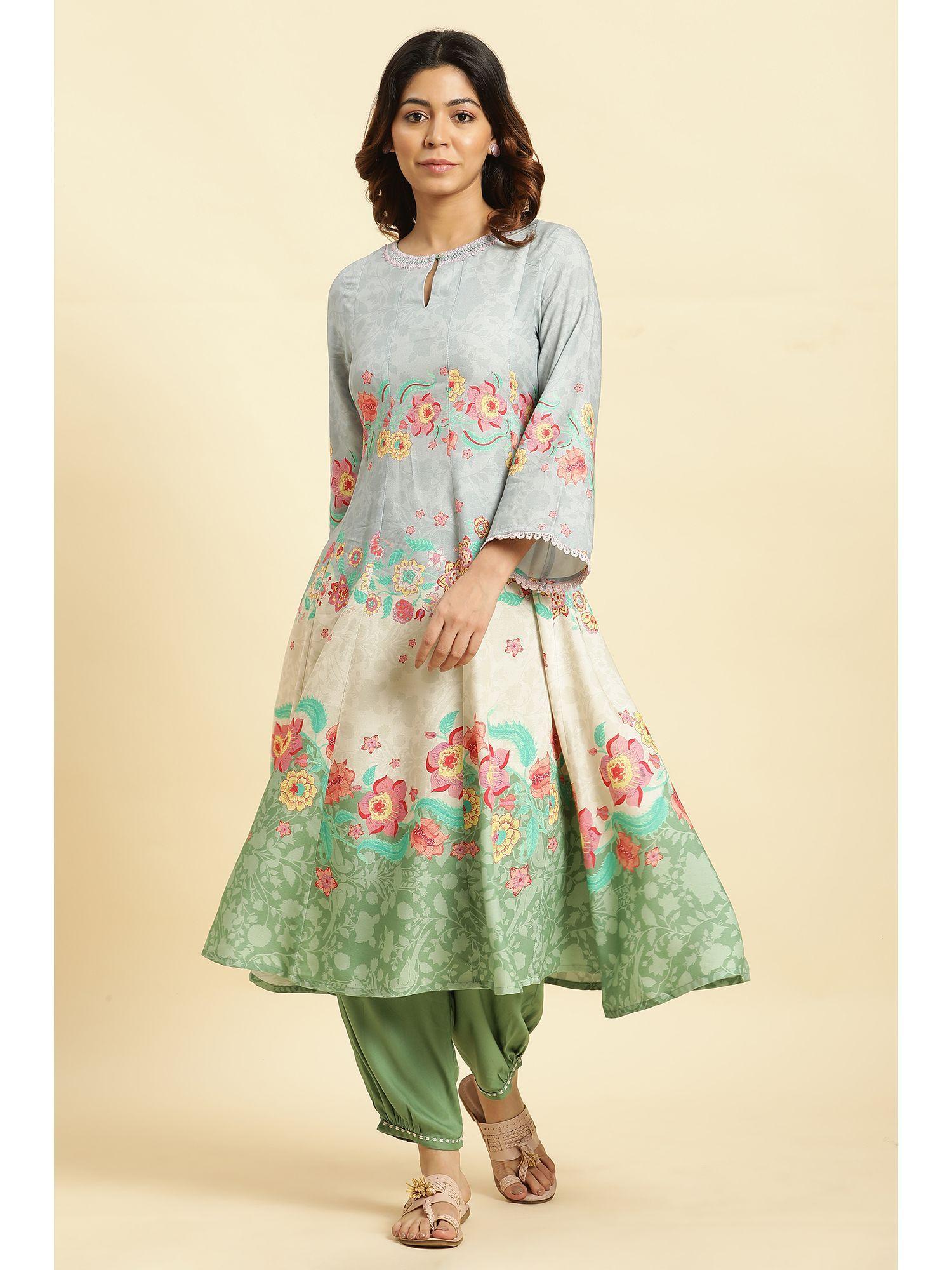 blue floral kurta