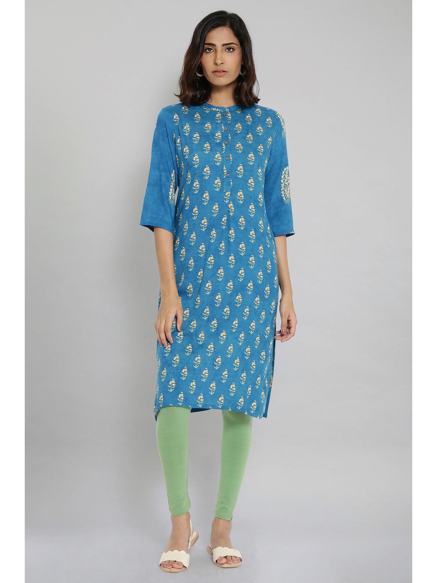 blue floral kurta