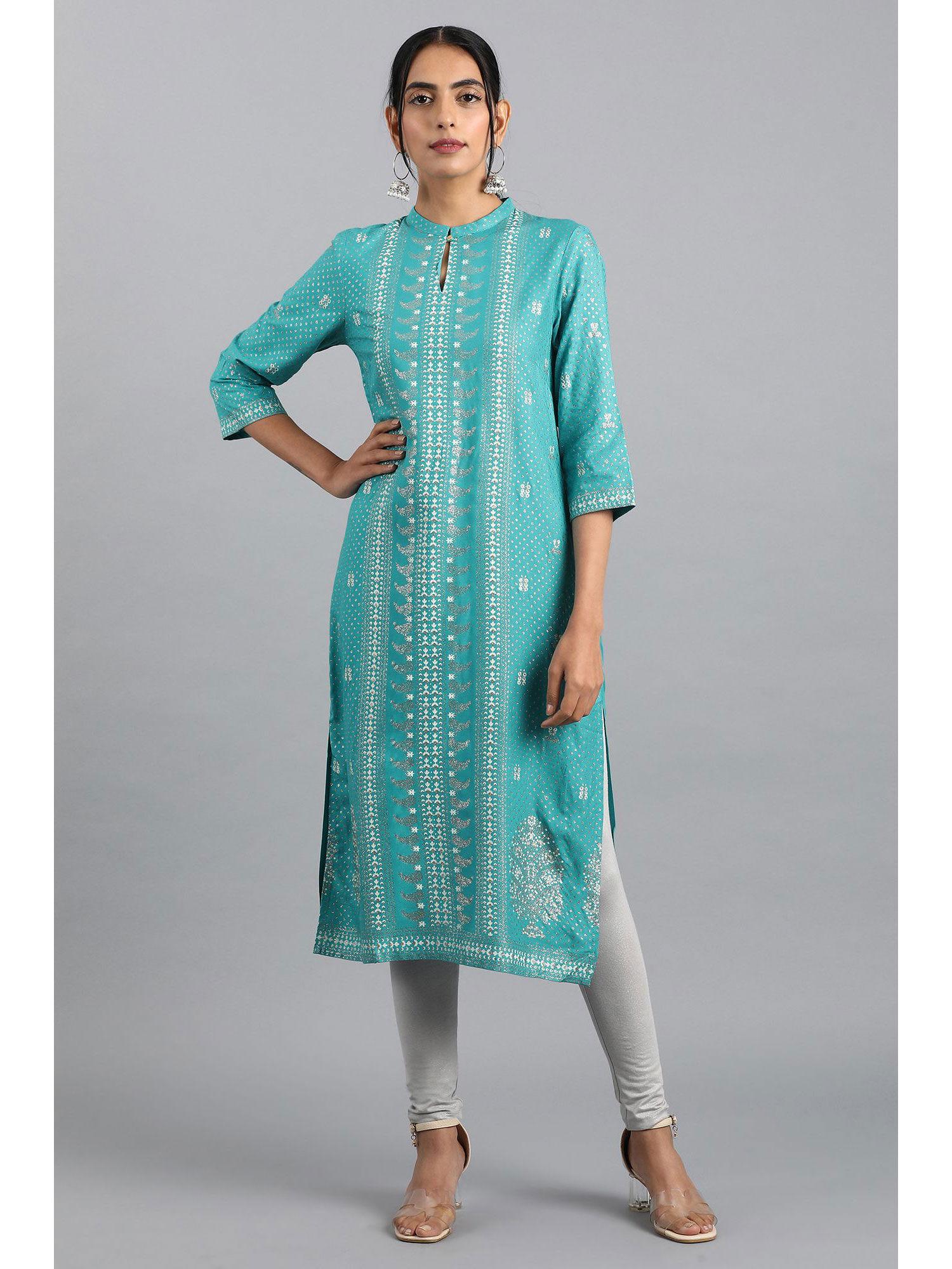 blue floral kurta