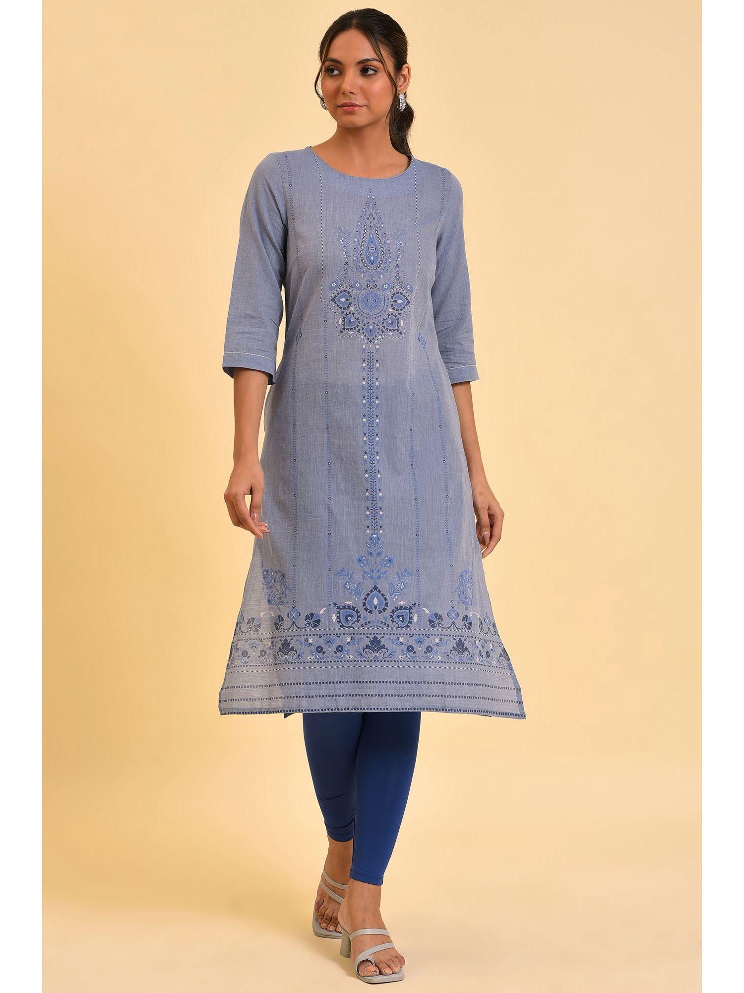 blue floral kurta