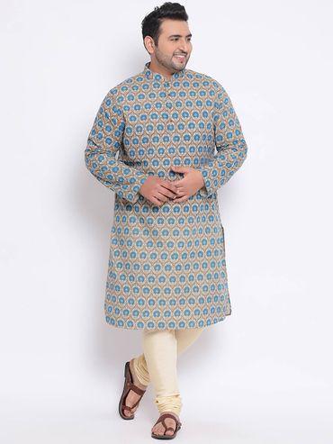 blue floral kurta