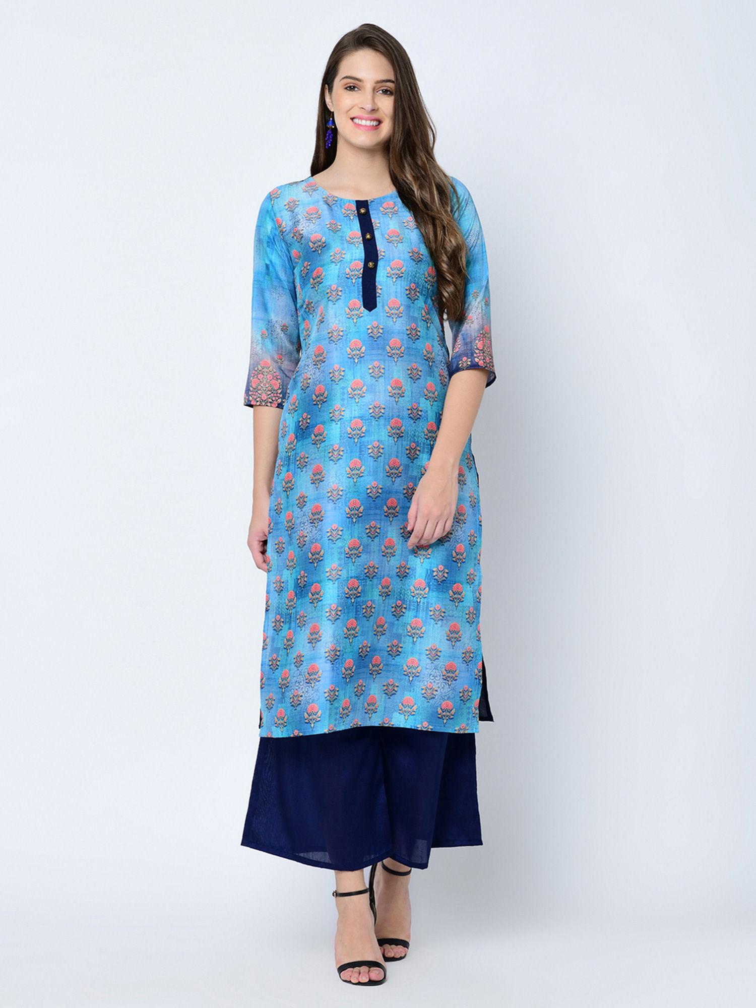 blue floral kurta