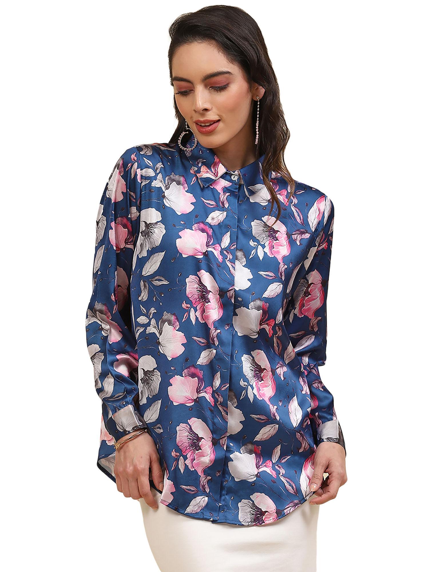 blue floral shirt