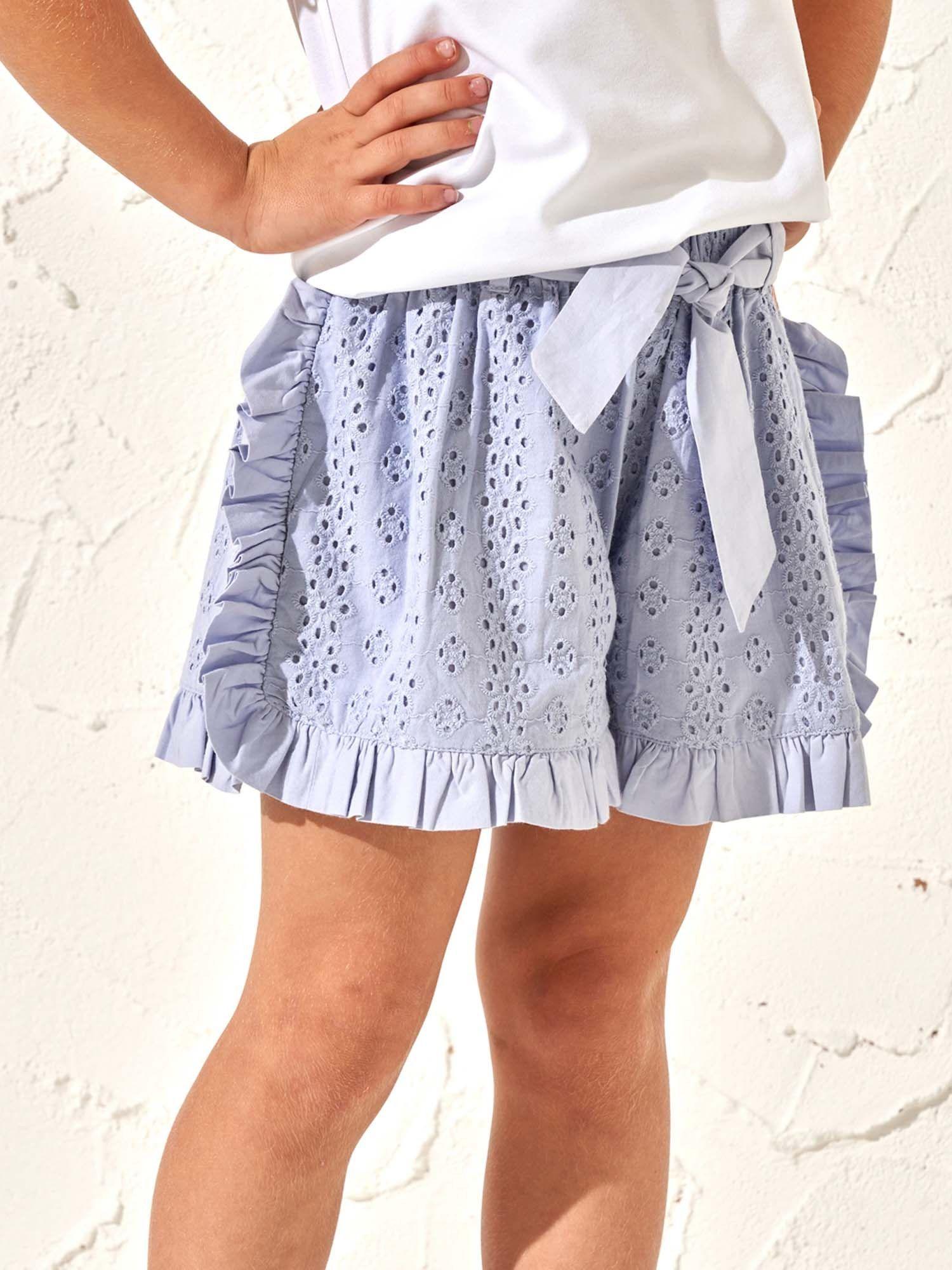 blue frill broderie shorts (set of 2)