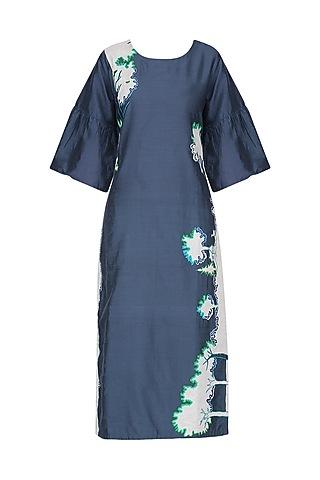 blue frilled sleeves kurta set