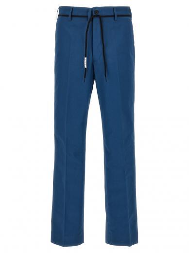 blue gabardine trousers