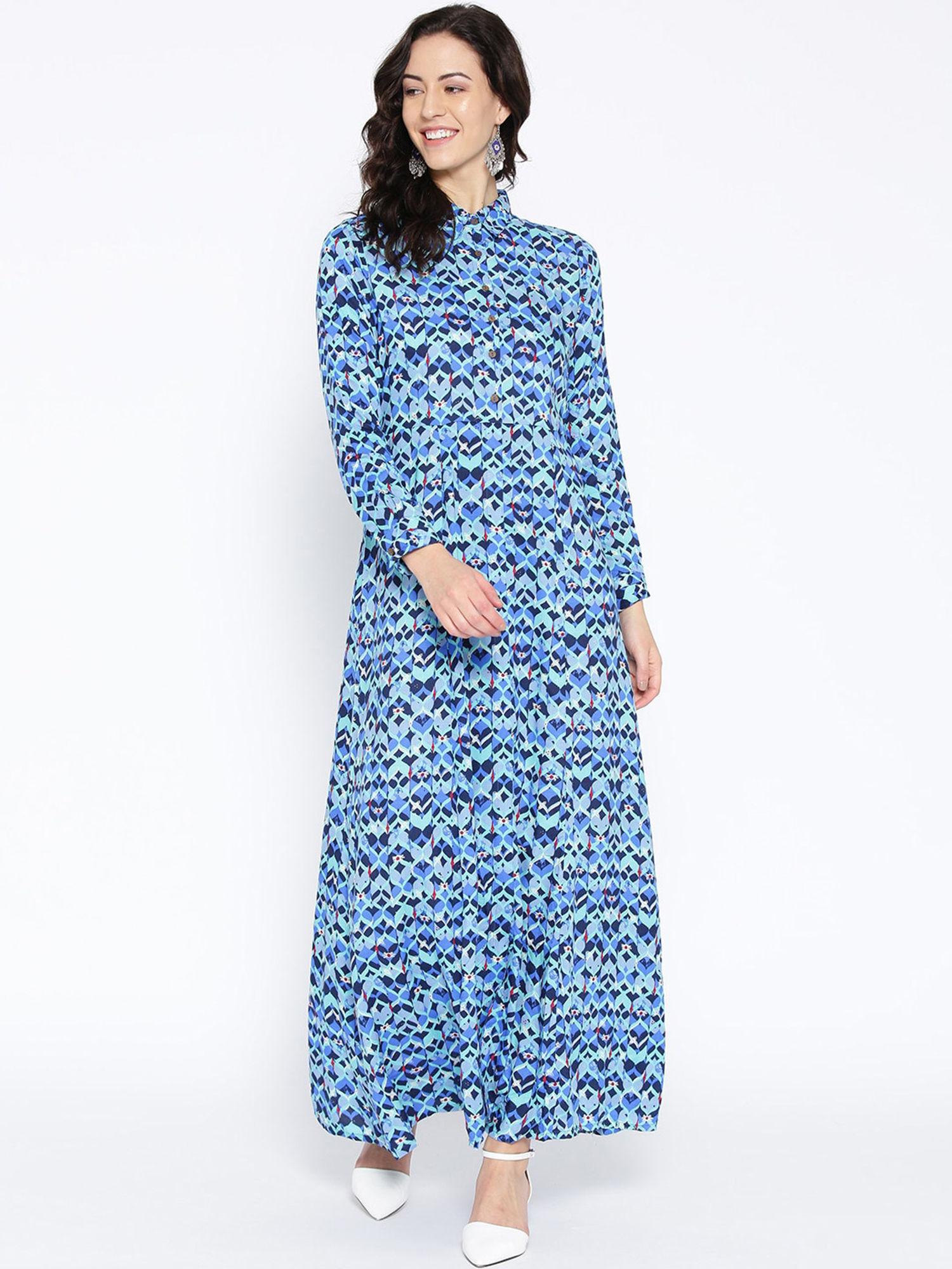 blue geometric dress