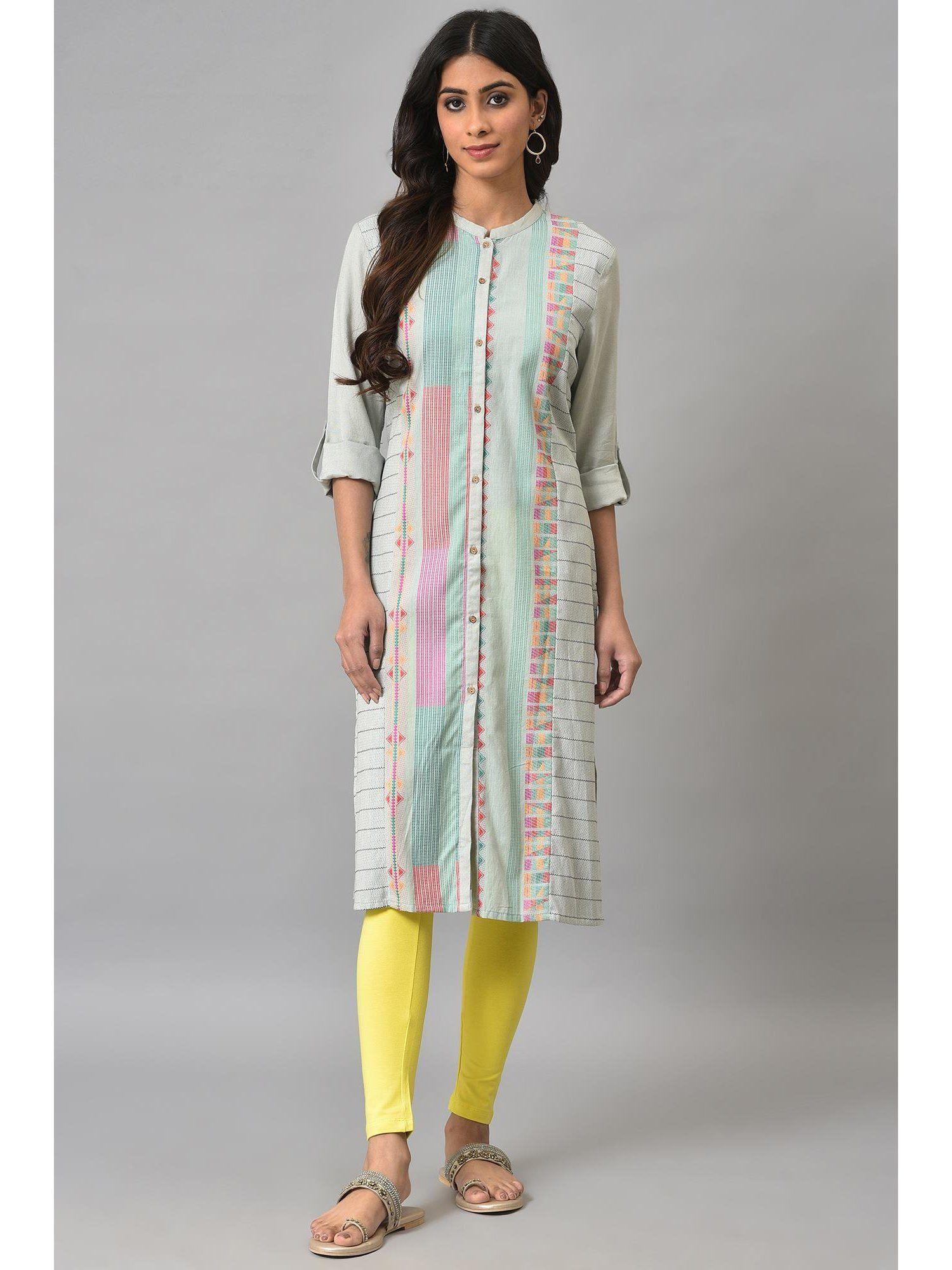 blue geometric kurta