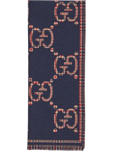 blue gg wool scarf