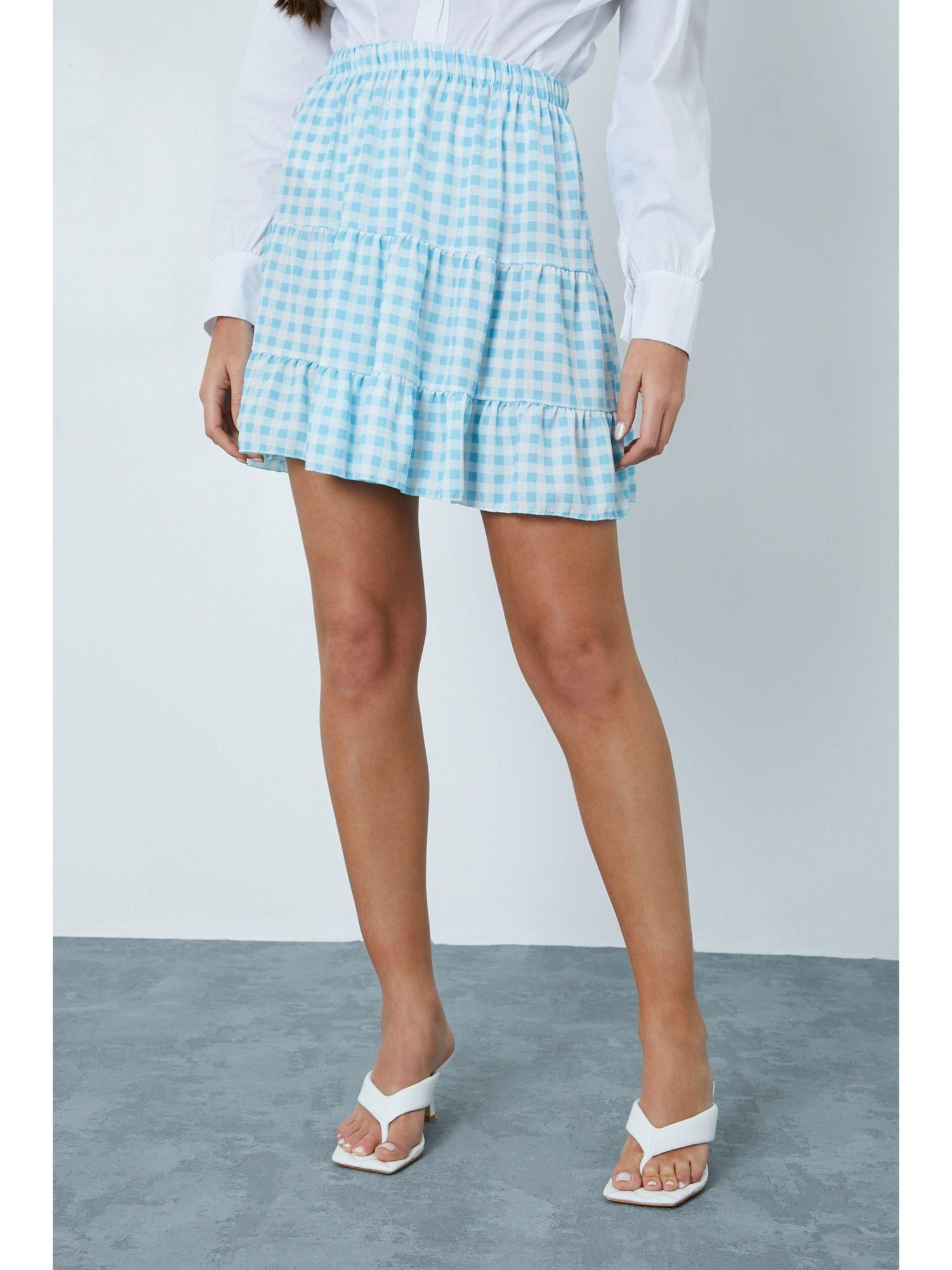 blue gingham mini skirt