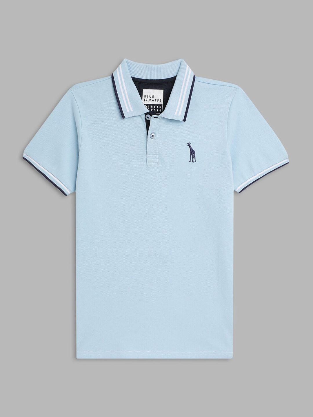 blue giraffe boys blue polo collar t-shirt