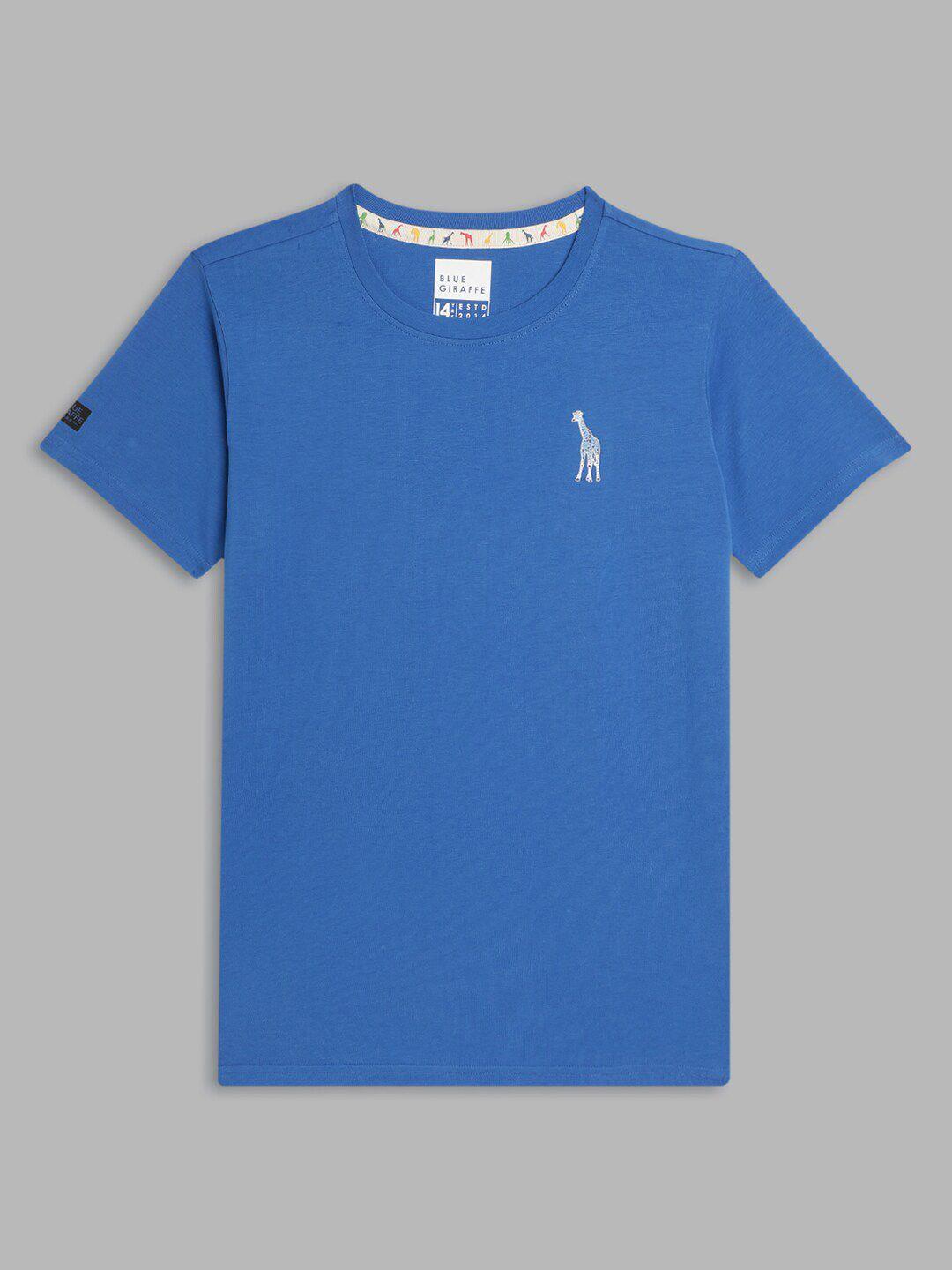 blue giraffe boys blue pure cotton t-shirt