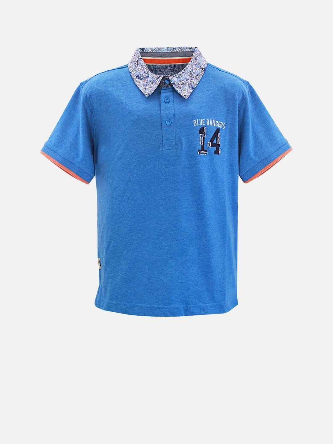 blue giraffe boys blue solid polo collar t-shirt