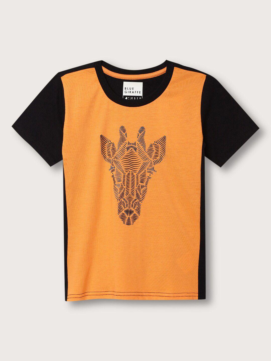 blue giraffe boys graphic printed pure cotton t-shirt