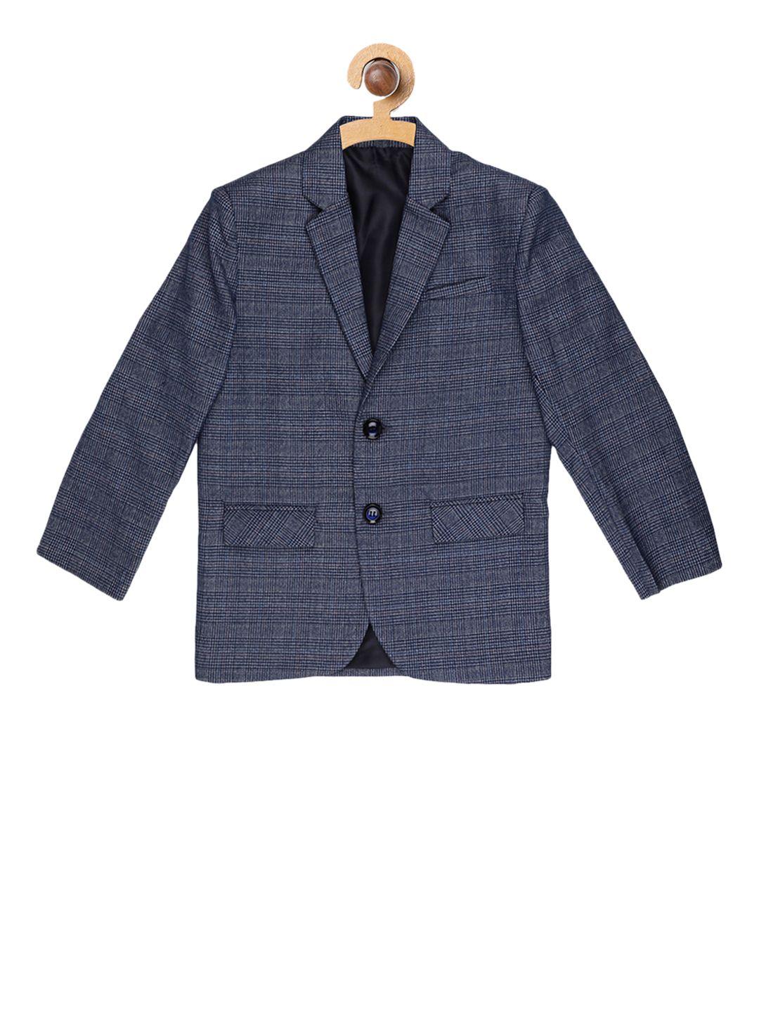 blue giraffe boys grey & blue checked single-breasted party blazer