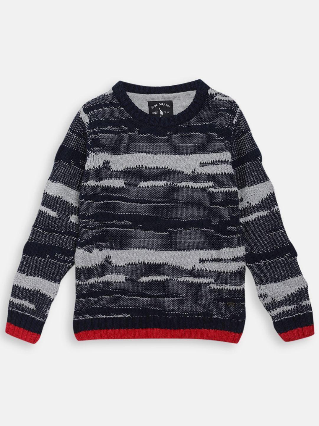 blue giraffe boys grey printed pullover sweater