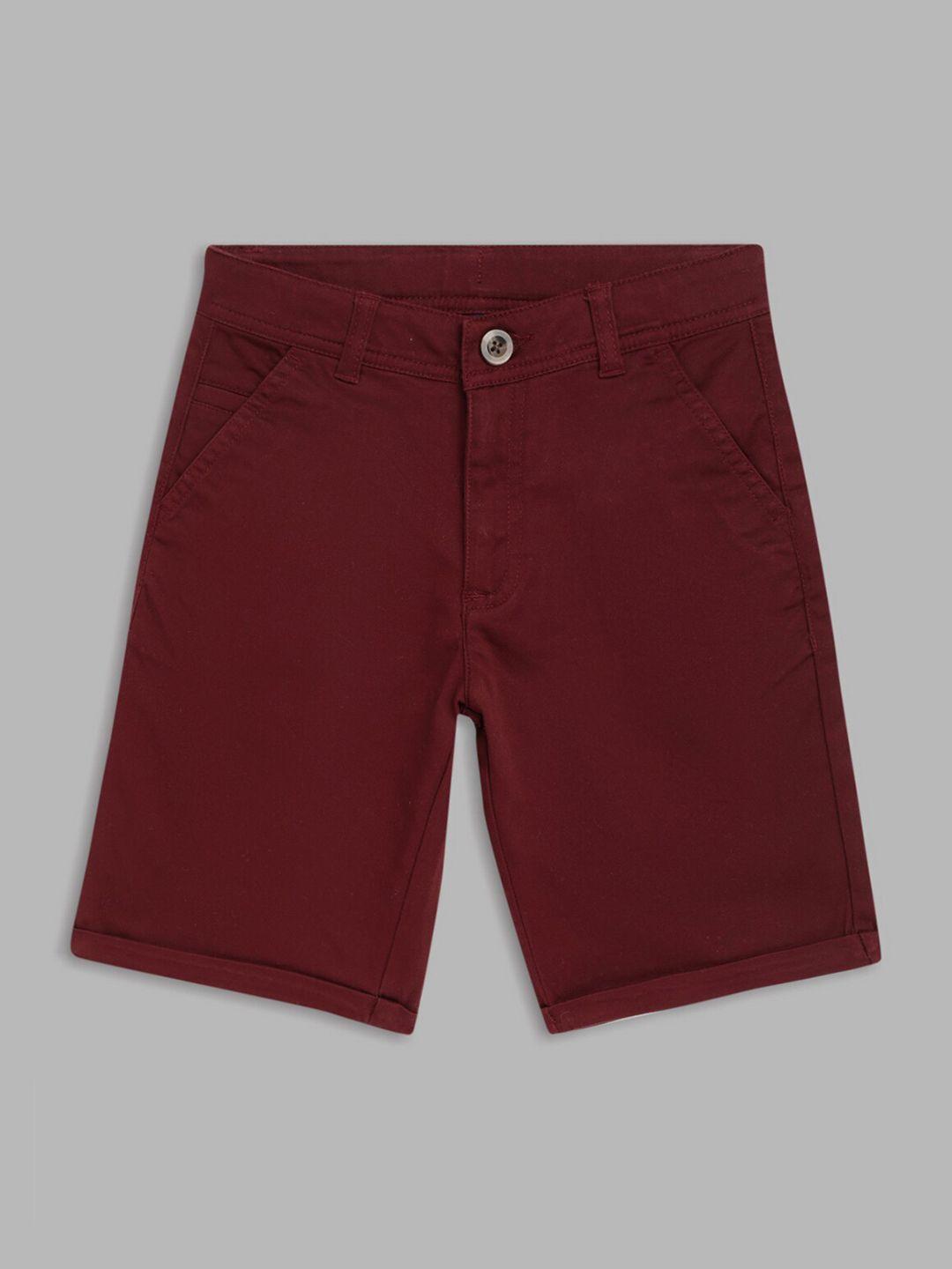 blue giraffe boys maroon solid pure cotton shorts