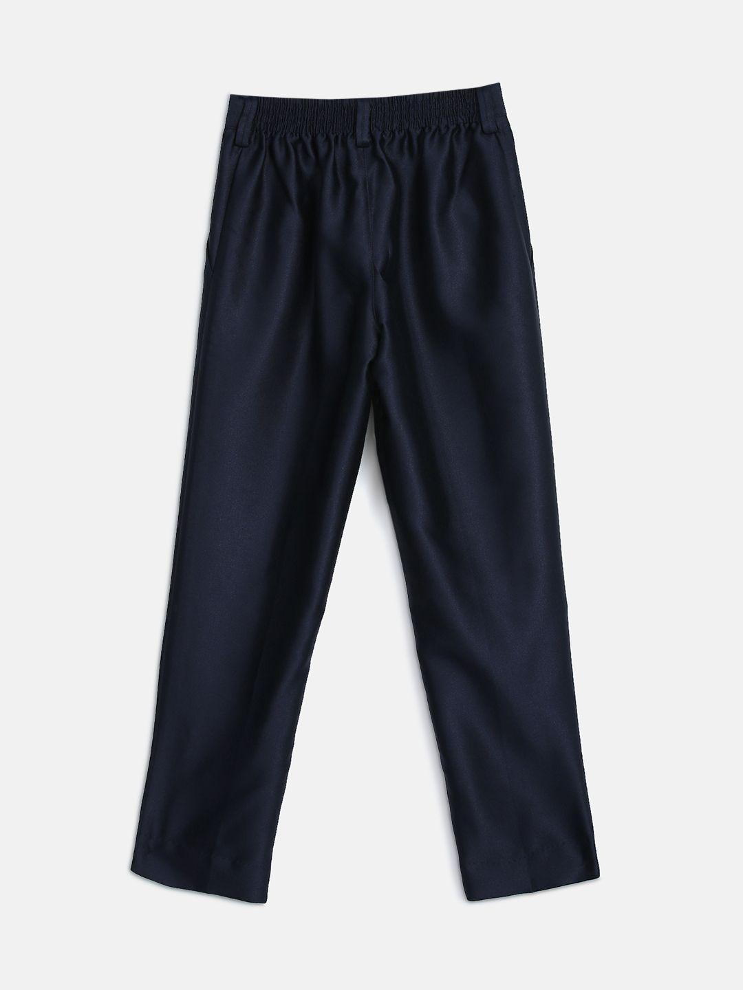 blue giraffe boys navy blue slim fit solid regular trousers