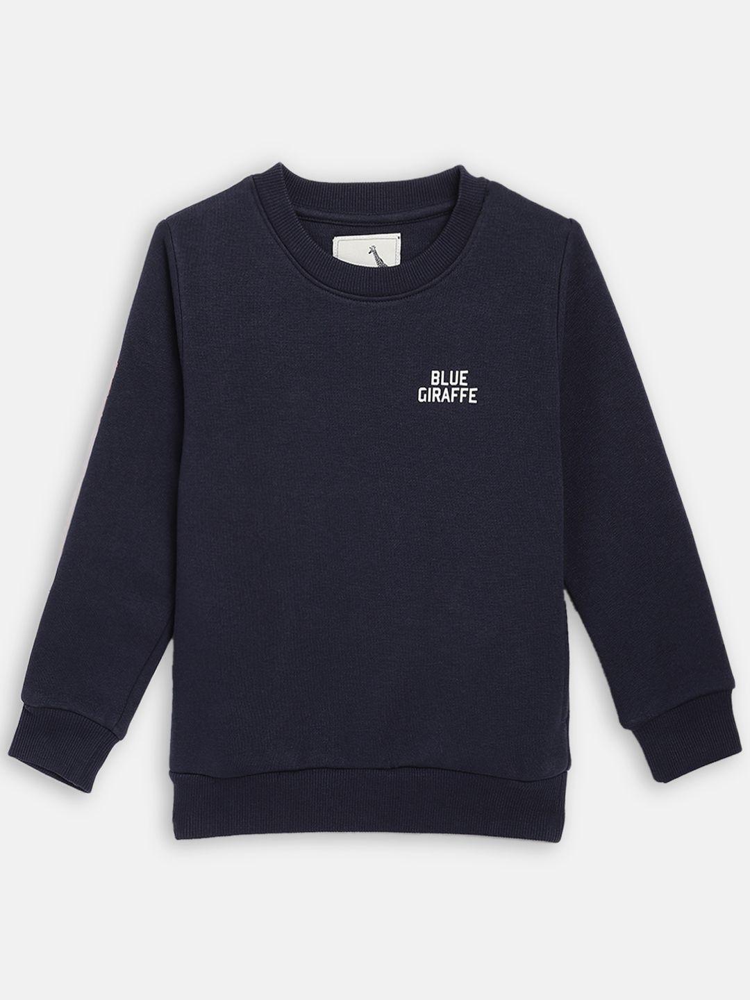 blue giraffe boys navy blue solid sweatshirt