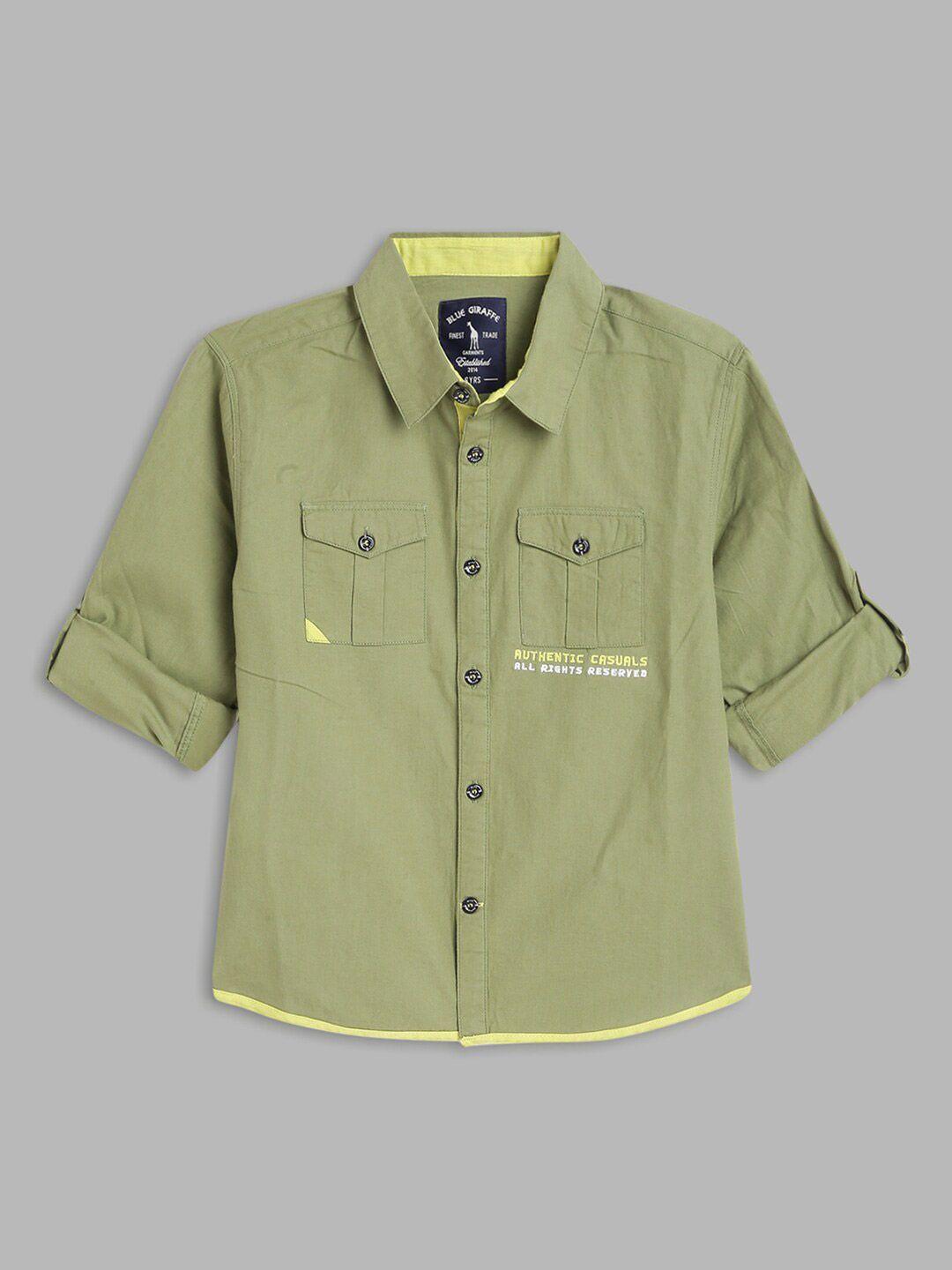 blue giraffe boys olive green casual shirt