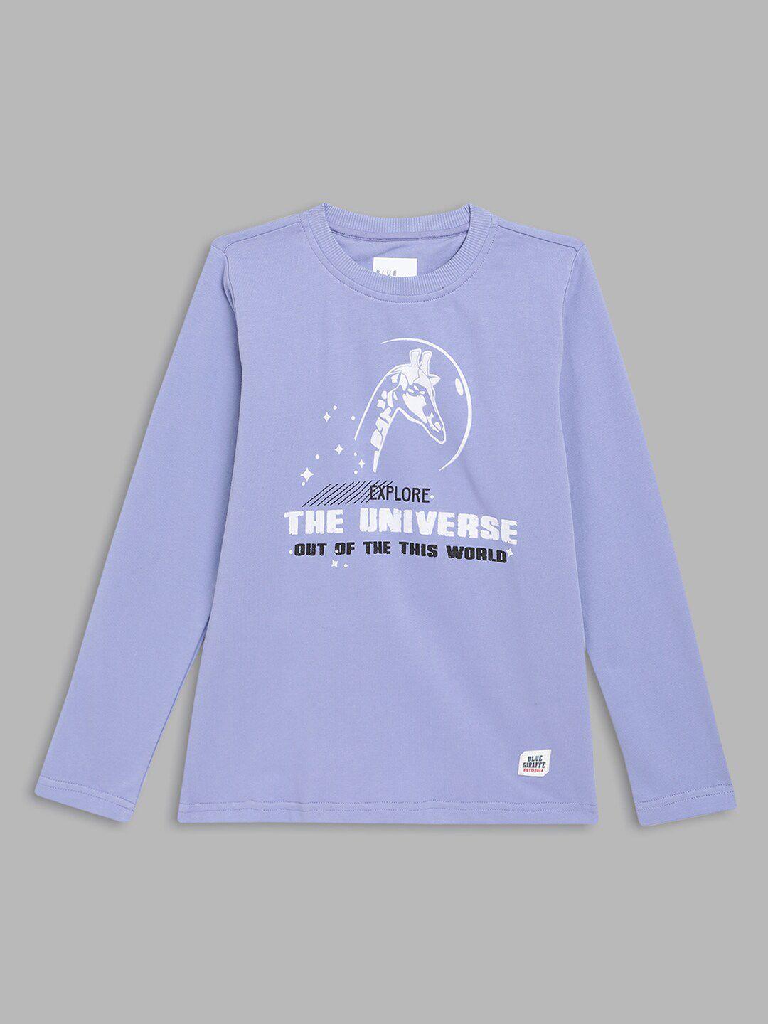 blue giraffe boys purple printed t-shirt