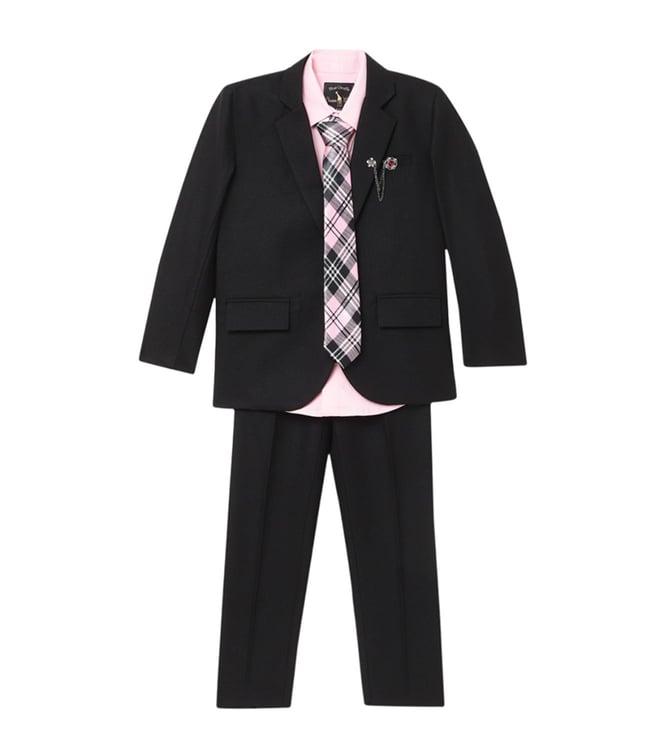 blue giraffe kids black & pink fashion regular fit suit set