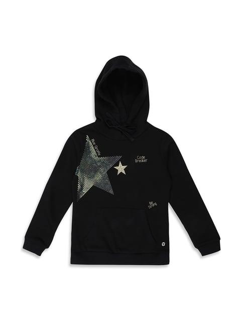 blue giraffe kids black embellished hoodie